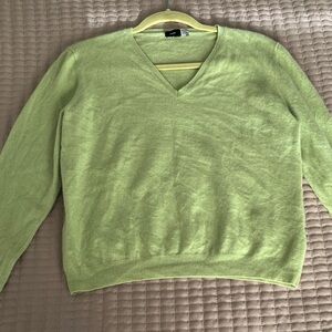 Saks Fifth Avenue Lime V-Neck Sweater